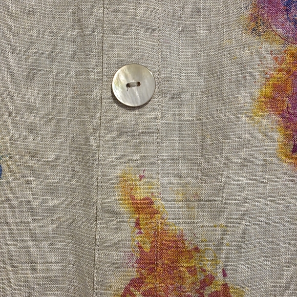 NWT Ali Miles Top Linen & Cotton Watercolor Floral Artsy Lagenlook Womens Large - Picture 10 of 16